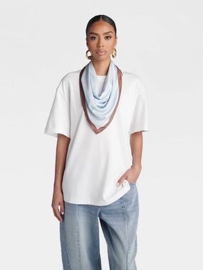 KBB by KAHLANA Women's NWT Oversized Short Sleeve 'The Scarf T-Shirt' - White L